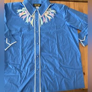 NWOT Bob Mackie Wearable Art Button Down Shirt Embroidered Ribbons Size 2X